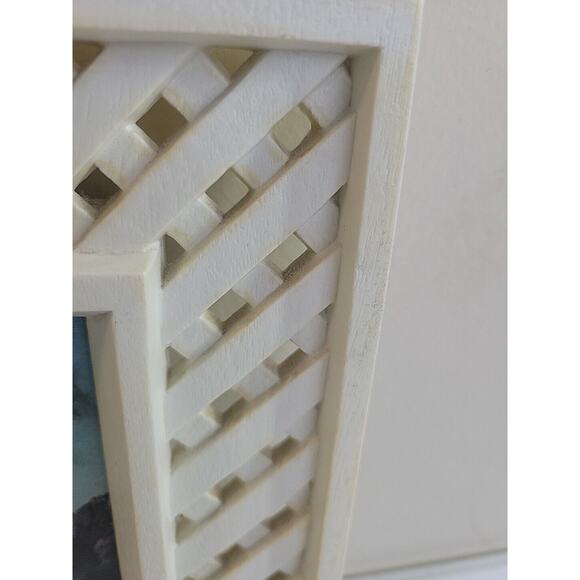 Vintage Set of 2 Homco Seashore Seagull Pictures White Lattice Framed 9"x8" - Picture 2 of 10